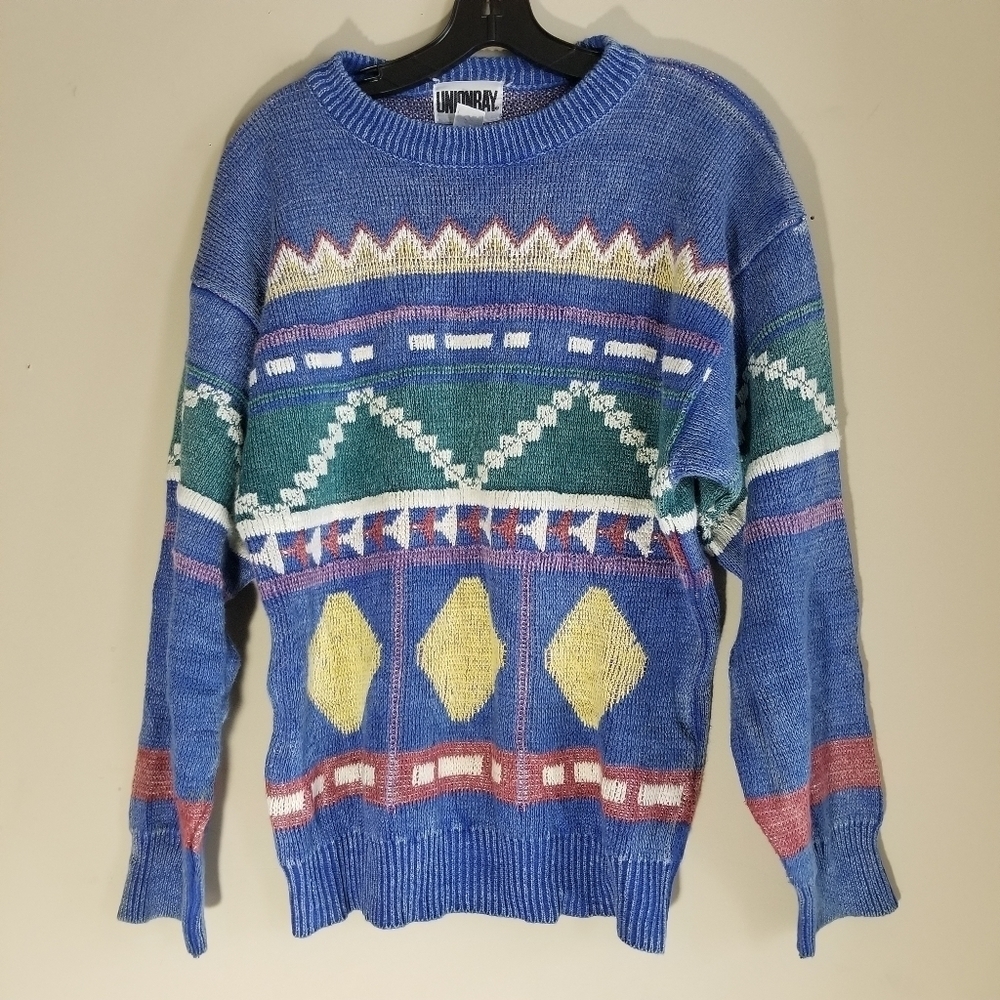 Vintage Union Bay Cotton Ramie Abstract Pattern Pullover Crewneck Sweater - Picture 7 of 7